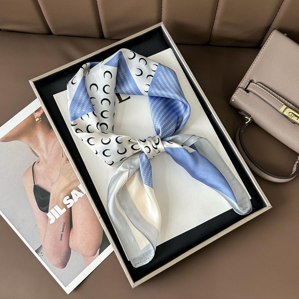 Hedvábný šátek pro ženy, módní všestranný, vysoký smysl, 70 čtverečních stop, ochrana krku, šátek, retro šátek, taška