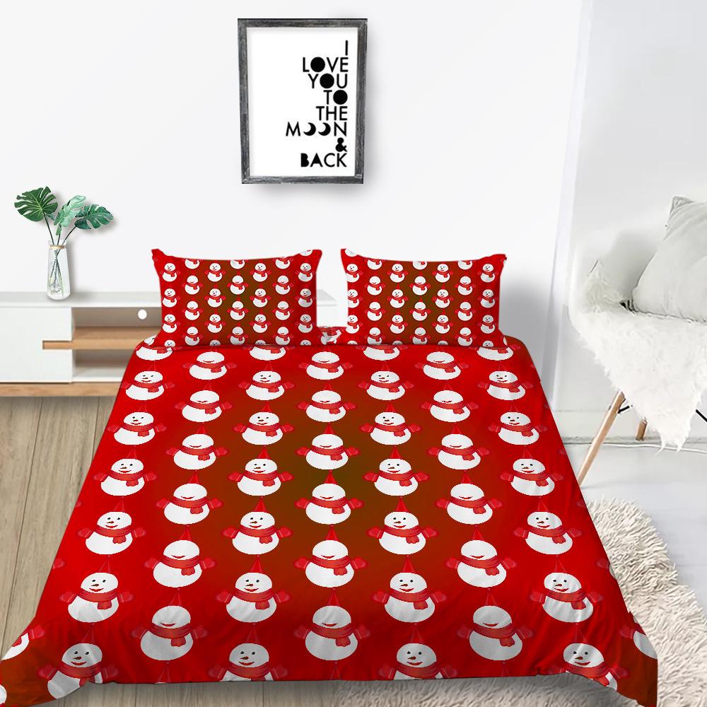 Christmas Gift Quilt Cover Pillowcase Two Or Three Piece Set 3D Digital Printing Polyester