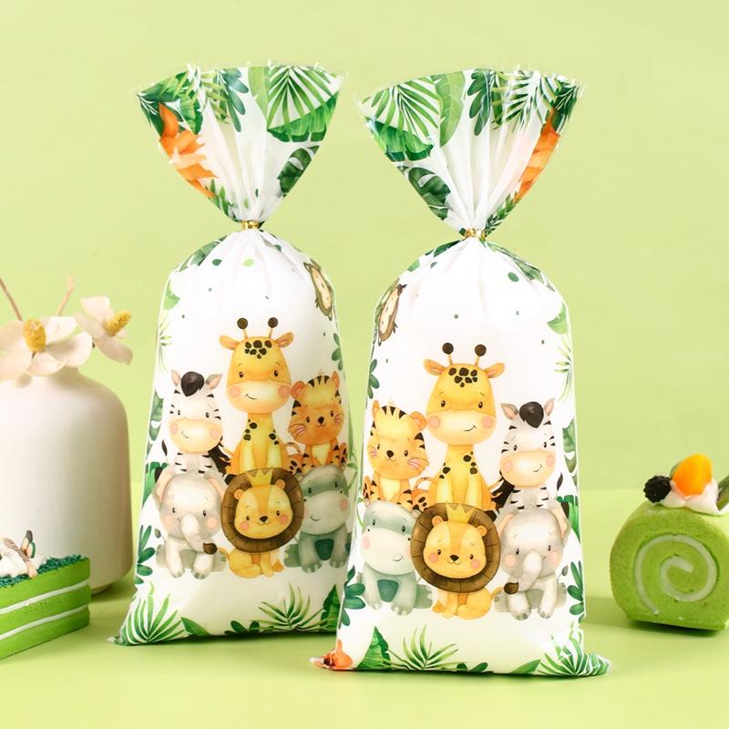 Jungle Animals Party Favor Bags Gift Wrapping Bag Safari Gift Bag for Kids Wild One Birthday Supplies Baby Shower Decor