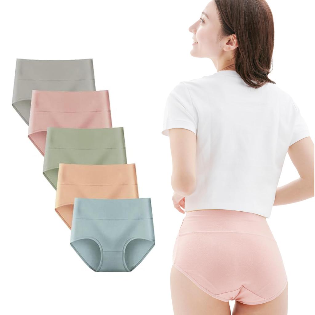 Charmake Body Cotton Panties Soft Women's 5-Piece High-Waisted (XL, Colors)