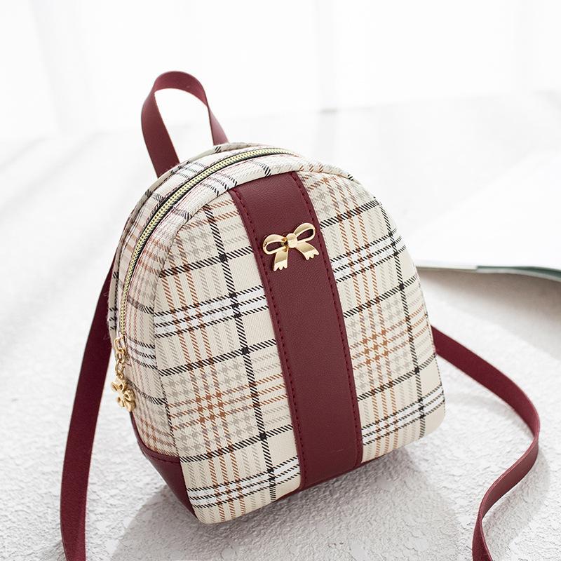 Personalized contrasting colors, fashionable plaid backpack, women's trendy single shoulder portable large-capacity cosmetic bag