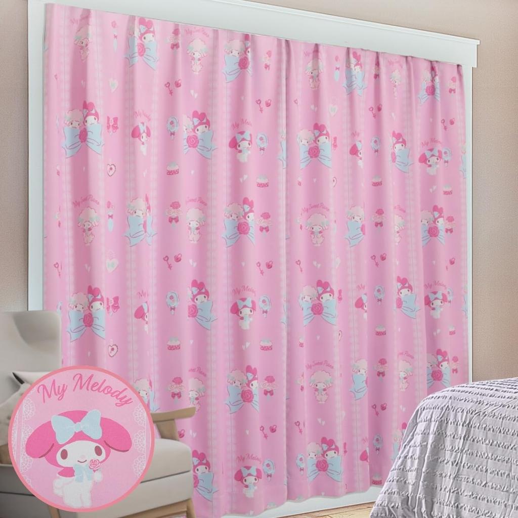 Sanrio My Melody My Sweet Piano Blackout and Heat Insulation Width 100 x Length 178 Set of My Machine & Curtains, cm, 2, Sanrio, Melody, Washable,
