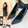 Tassel Plus Size Shoes Fashion Women Summer High Heels Wedding Shoes Denim Pointed Stiletto Heel Work Shoes 8cm High Heels
