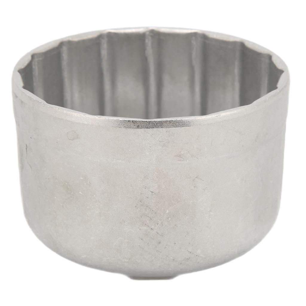 86mm 3.39in Oil Filter Wrench Socket Cap Sliver Heavy Duty Stainless Steel Removal Tool