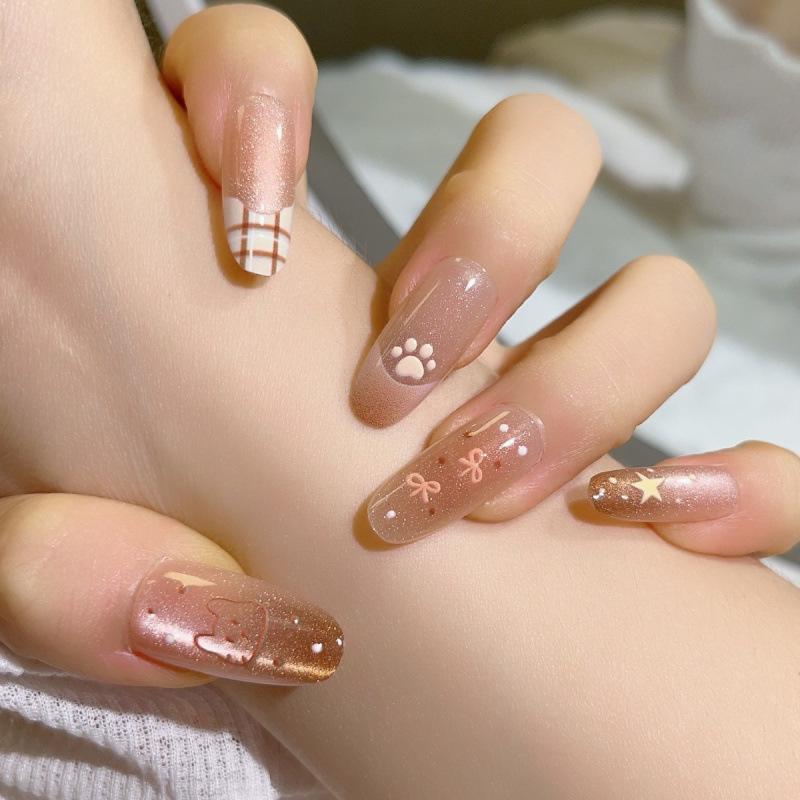 

Кавово-коричневі наклейки для манікюру з собачками: Ручна робота, Для носіння, Знімні, Високоякісні відбілюючі насадки. XS (Small Nail Beds | Short Person s Choice)