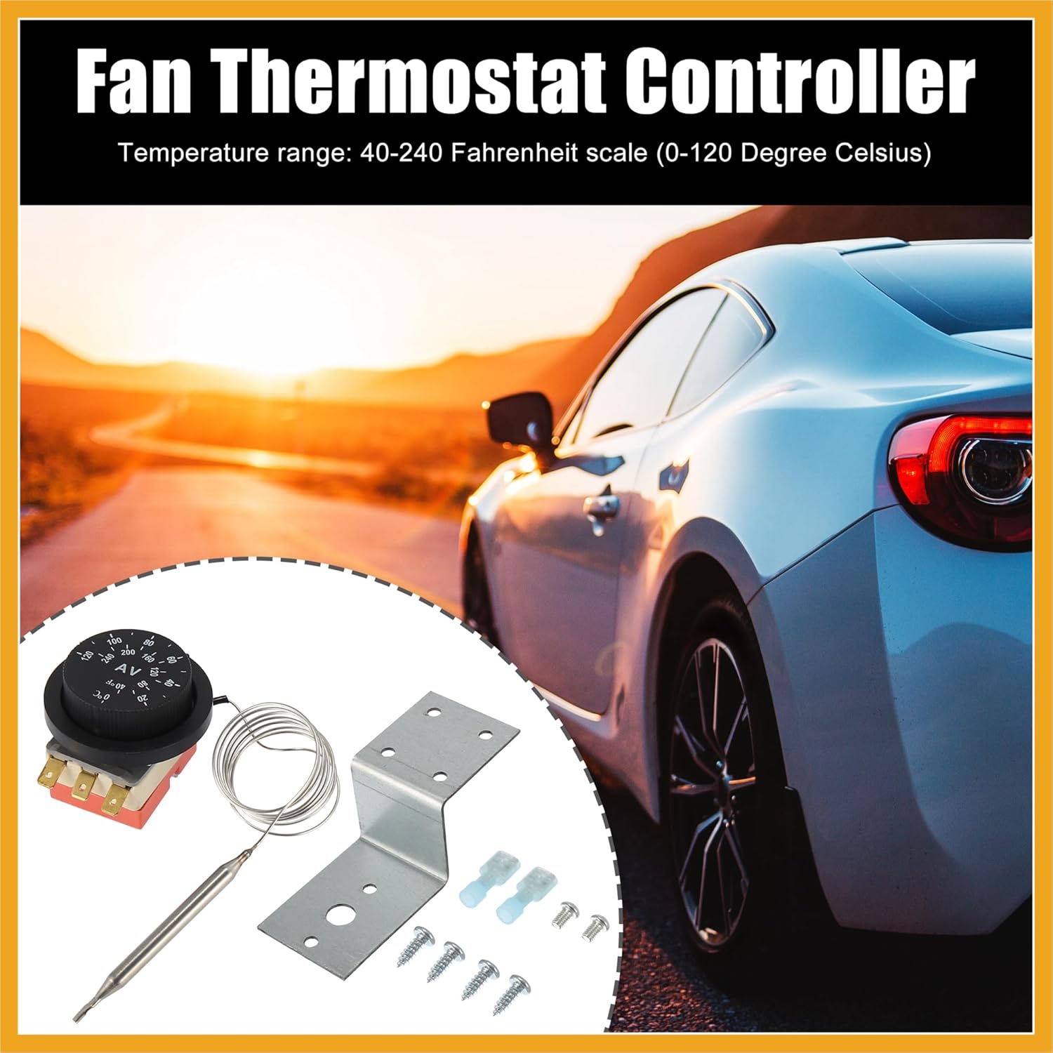 

12V Electric Radiator Fan Thermostat Controller Kit Liquid Expansion Temperature Control Switch for Car Replacement