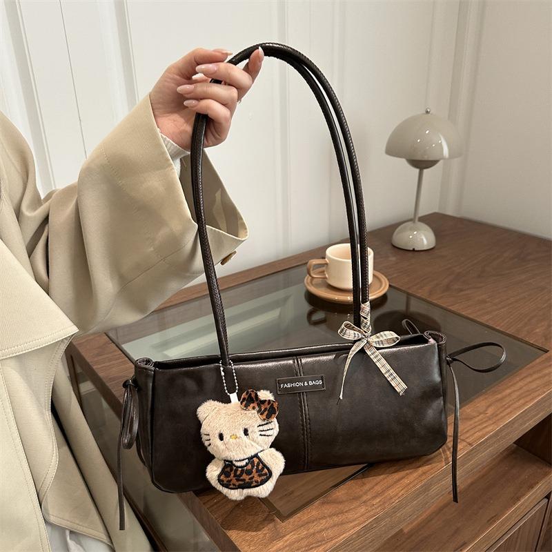Commuter Retro Niche Leopard Print Bag Women's New Fashion Shoulder Underarm Bag High-end Portable Baguette Bag