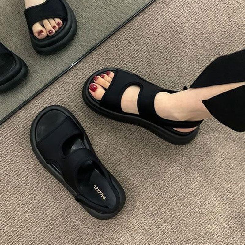 Version coréenne style fée loisirs vacances plage chaussures romaines fille 2025 été nouveau plateforme rehaussante sandales de sport