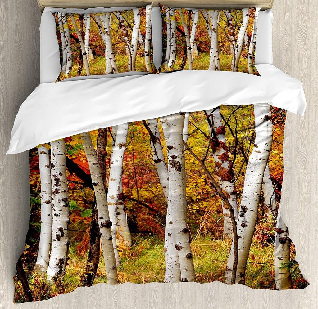 Fall Themed Duvet Covers For Kids Teens Quilt Covers Queen Size Lightweight Down Room Decor 2 Pillowcases 1 Duvet Cover No Quilt