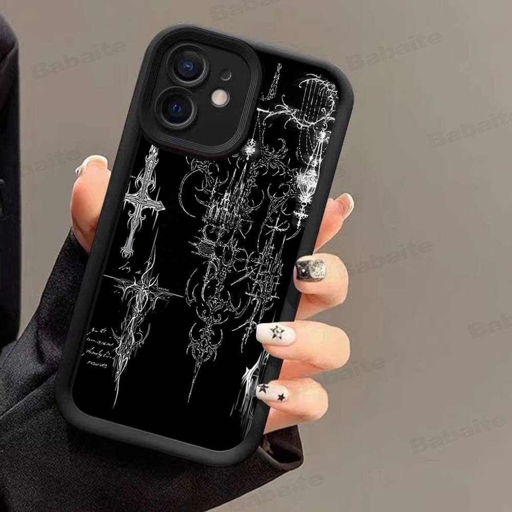 Gotisches Cyber-Sigil-Kreuz Handyhülle Für iPhone 17 Air 16 e 15 14 13 12 11 Pro Max Plus Mini SE 2020 2022 Silikon Hülle