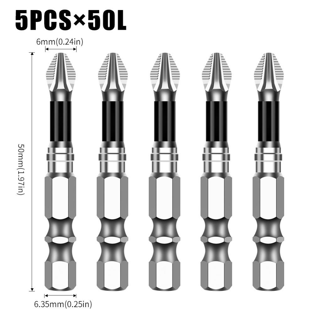 K5 Non-slip Impact Phillips Screwdriver Bit S2 Alloy Cross Drill Bit Portable Driver Bit