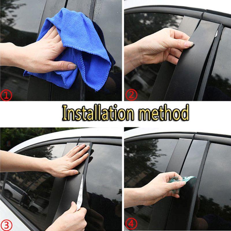 Fit For Honda HRV HR-V 2016- Carbon Fiber Black Car Window Door Column BC Pillar Post Cover Trim Mirror Effect PC