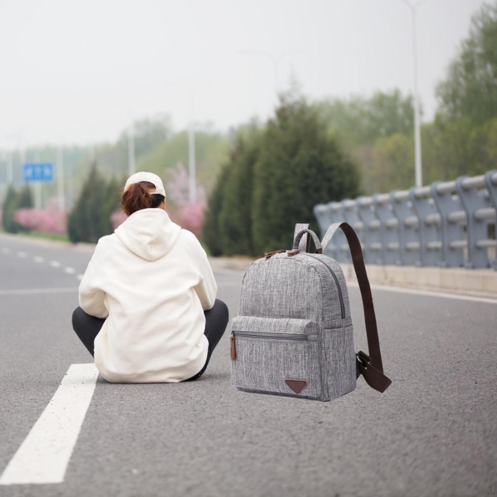 

Women Backpack Adjustable Strap, School Bag for Work Trip Outdoor Commuting сірий колір