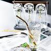 1 pezzo INS Stampa Tazza Trasparente Fiore di Libbra Tazza di Vetro Stile Nordico Colazione Latte Succo di Vetro Resistente Al Calore Caffè Tè Tazza di Acqua