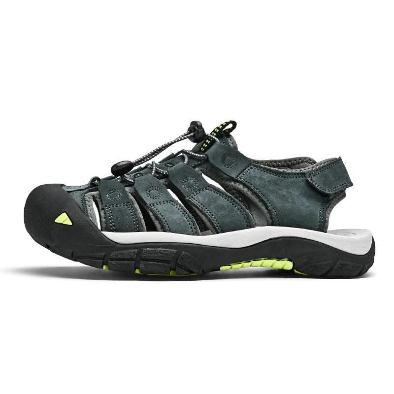 Fashion New Outdoor Summer Men Sandals Travel Leather Men's Casual Shoes Non-Slip Quick Dry Beach Shoes Male Roman Shoes Plus Size 39-48