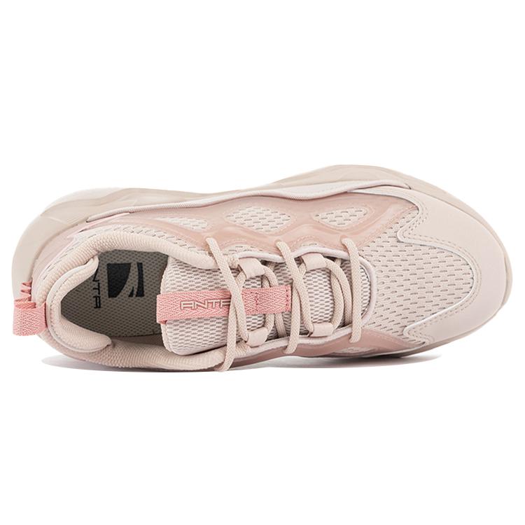 New Anta Chao Bai Collection Cushioning Anti Slip Wear Resistant Breathability Low Top Chunky Sneakers Women's Pink 122118840-3