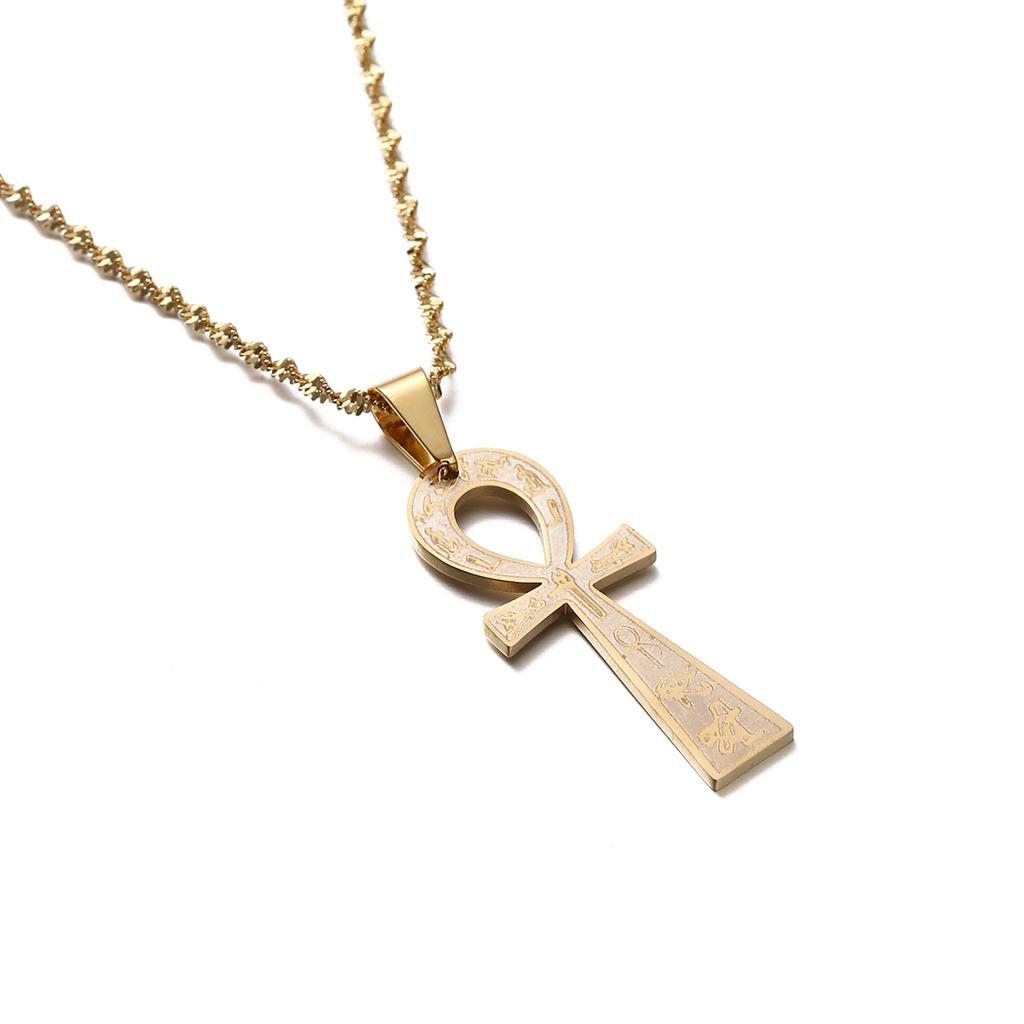 Stainless Steel Egyptian Ankh Cross Ancient Symbol Of Life Egypt Eye Neckalce Pendant Jewelry