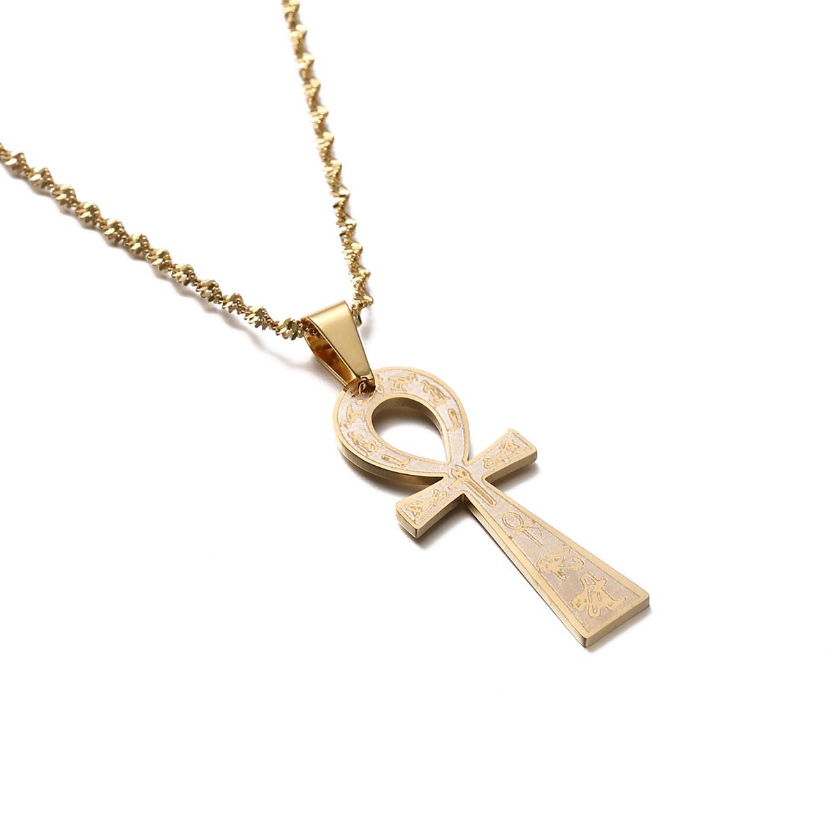 Stainless Steel Egyptian Ankh Cross Ancient Symbol Of Life Egypt Eye Neckalce Pendant Jewelry