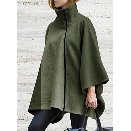 Kvinners Høst og Vinter Kapp Glidelås Faux Ull Sjal Kappe Coat for kvinner