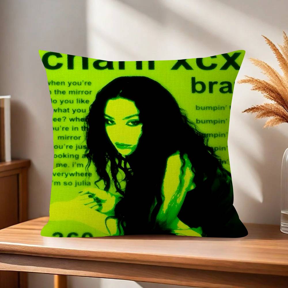 Singer CCharli XCX BRAT Pillow Cover for Bedroom Room and Living Room Sofa Decorative Cushion Cover