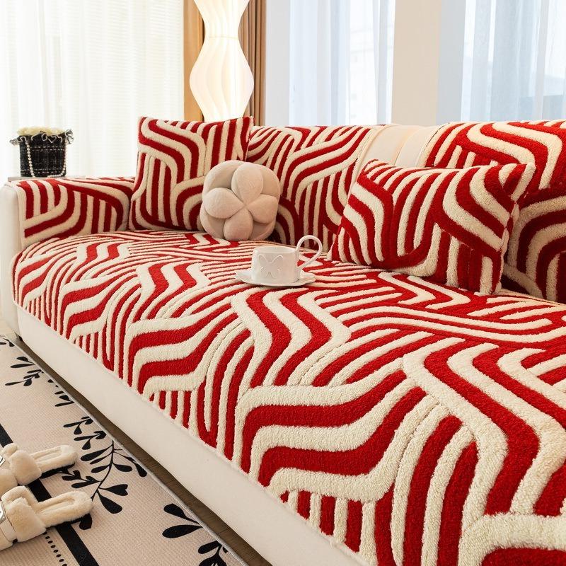 Texture Thick Plush Sofa Cushion Winter New Style Simple Style Dust-Proof Cushion Cover Cloth Sofa Towel Home Couch Decor