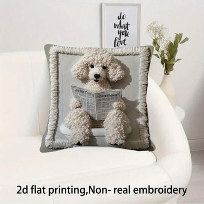 Dog Pattern Pillow Cover Cute Puppy Throw Pillow Case Zippered Decorative Pillowcase for Bedroom Living Room Sofa Couch