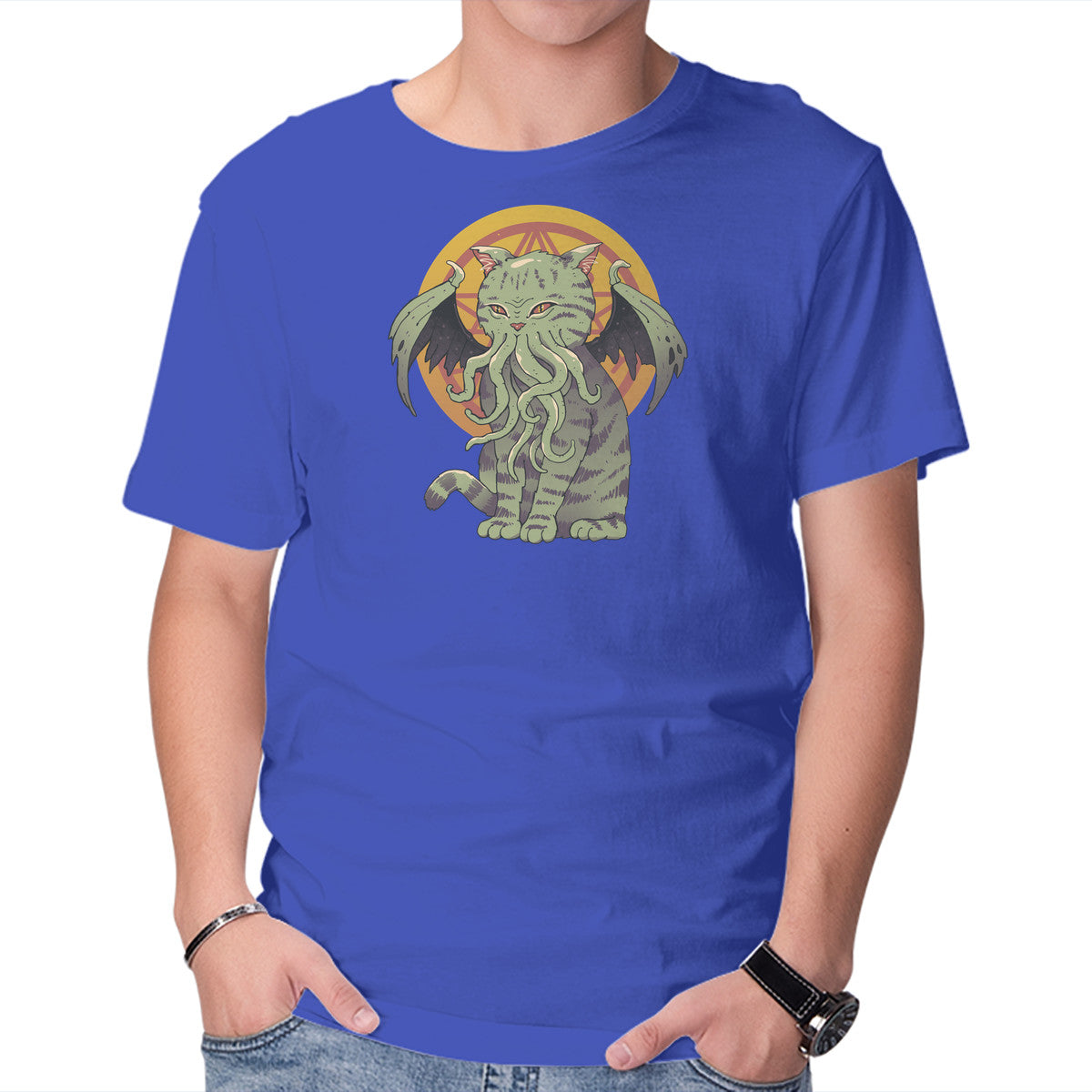 Unisex Crew Neck T-Shirt Meow Mythos Graphic Short Sleeve Casual Tee S