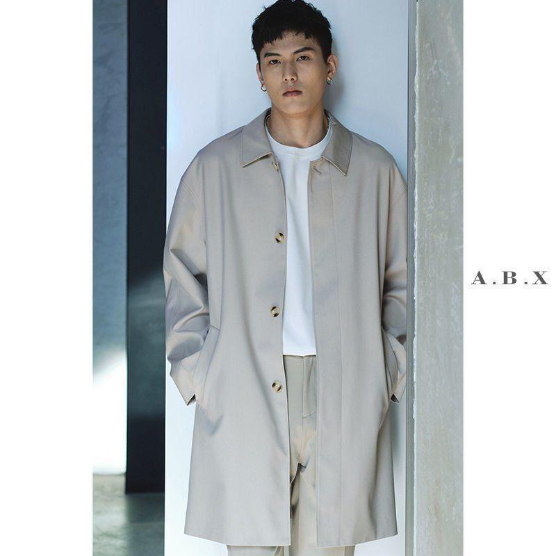 Men's Khaki Mid-Length Cityboy Trench Coat for Larger Sizes