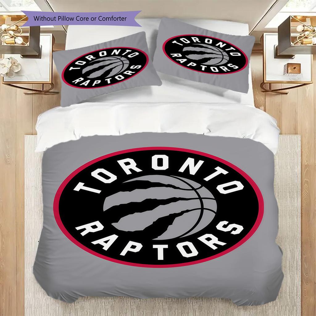 Toronto Raptors Bold Black Emblem Bedding(1 * Duvet Cover + 2 * Pillowcase, Without core)Soft and Comfortable Duvet Cover and Pillowcase Bedding Set