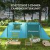 Four Man Duo Room Tunnel Tent, with Accessories - Sky Blue
