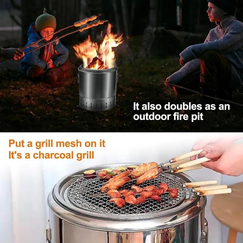 Stainless Steel Wrap-around Grill Charcoal Grill Smokeless Grill Cooking Grate Portable Camping Oven Household Barbecue Tools