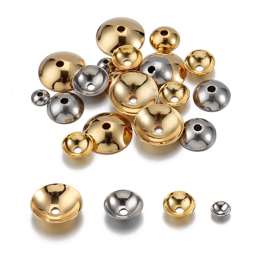 50 Pezzi Acciaio Inossidabile 3-10mm Colore Oro Colore Acciaio Cappucci per Perline Rotonde Perline Distanziatrici per la Creazione di Gioielli Componenti Fai da Te Forniture