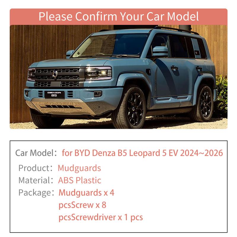 Car Mudguards for BYD Denza B5 Leopard 5 EV 2024~2026 Mud flaps Fender Flare Mud Flap Splash Guards Cover Accessories