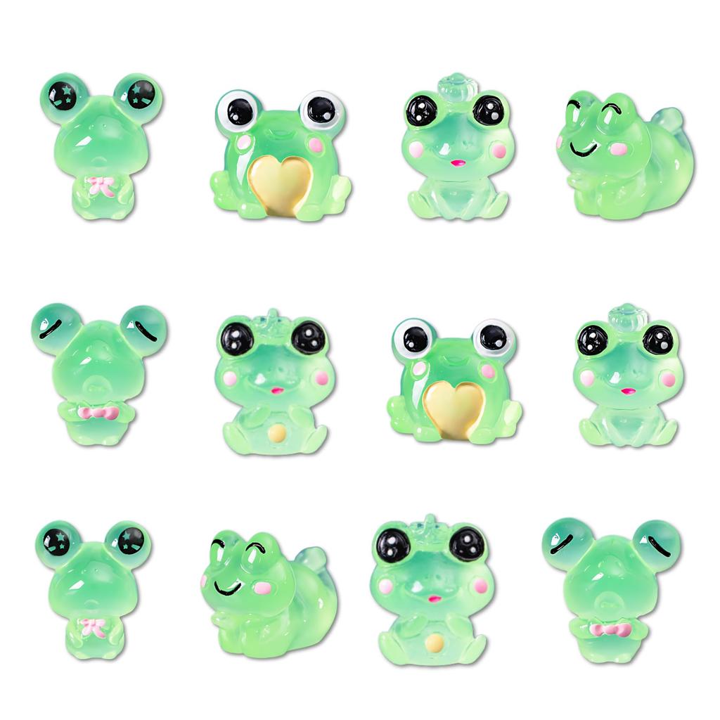Set of 12 Glowing Frog Miniature Frog Good Feng Brilliant Entryway Gardening Supplies Figurines, Figurines, Luck, Shui, Luminous, Fortune, Decor,