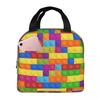 Colorful Bricks Blocks Toys Design Insulated Lunch Bag for Women Children Leakproof Food Boxes Thermal Lunch Box Tote