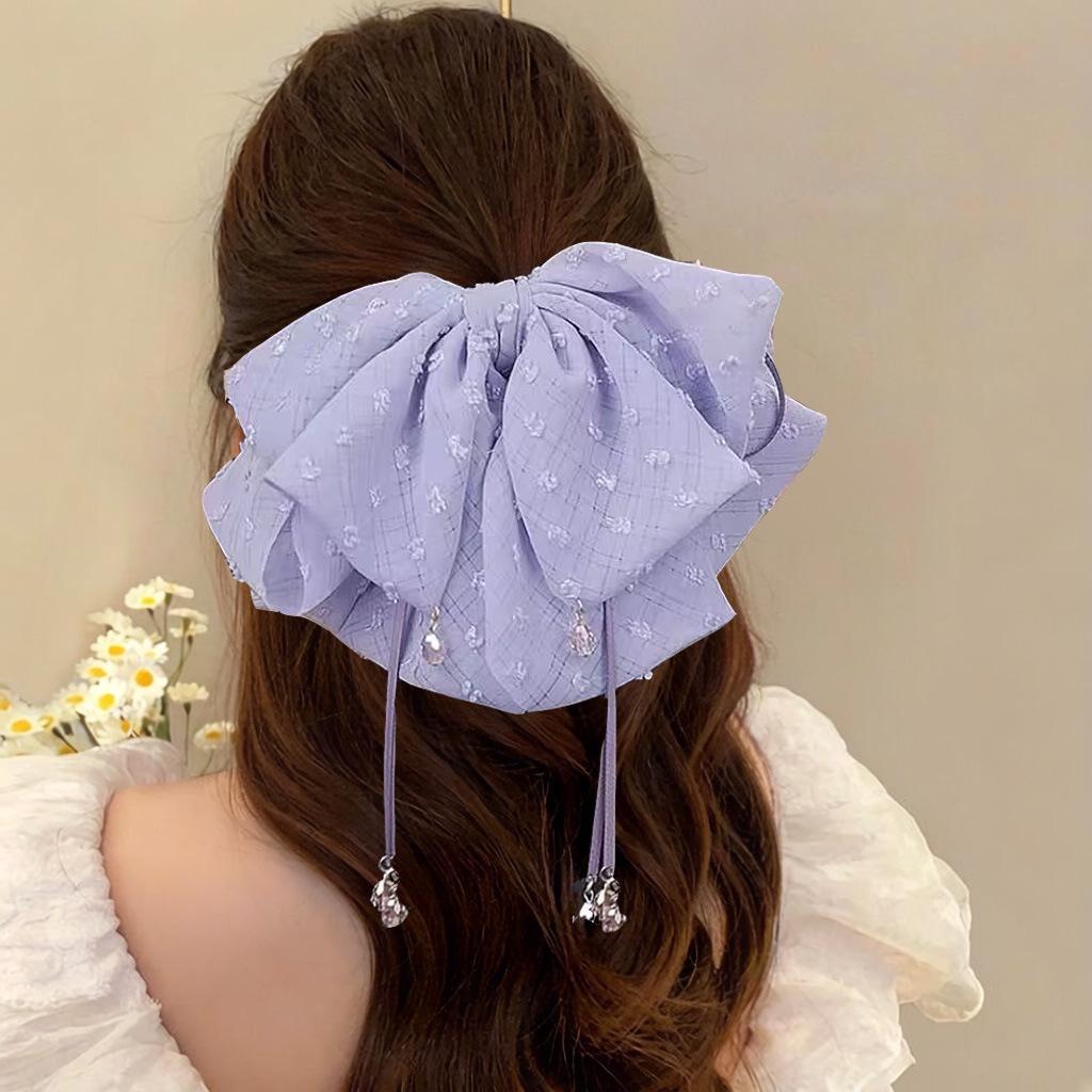 Elegant Retro Satin Bow Hair Clip for Women - Perfect for Low Ponytails and Head Ornaments