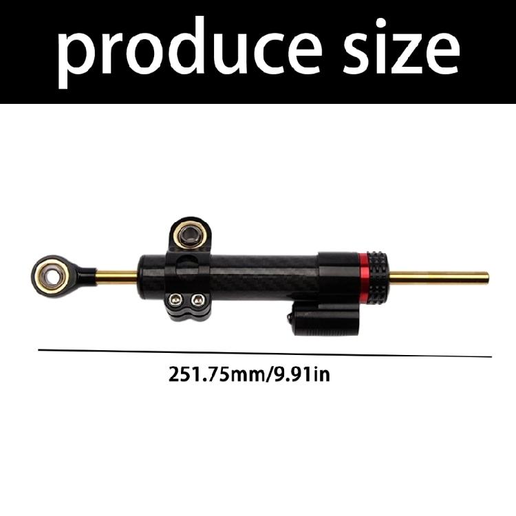 Adjustable Steering Damper Stabilizer for Motorcycles, Short Cylindrical Layout with Mounting Clamp for Street, Commuting and Winding-Road Use
