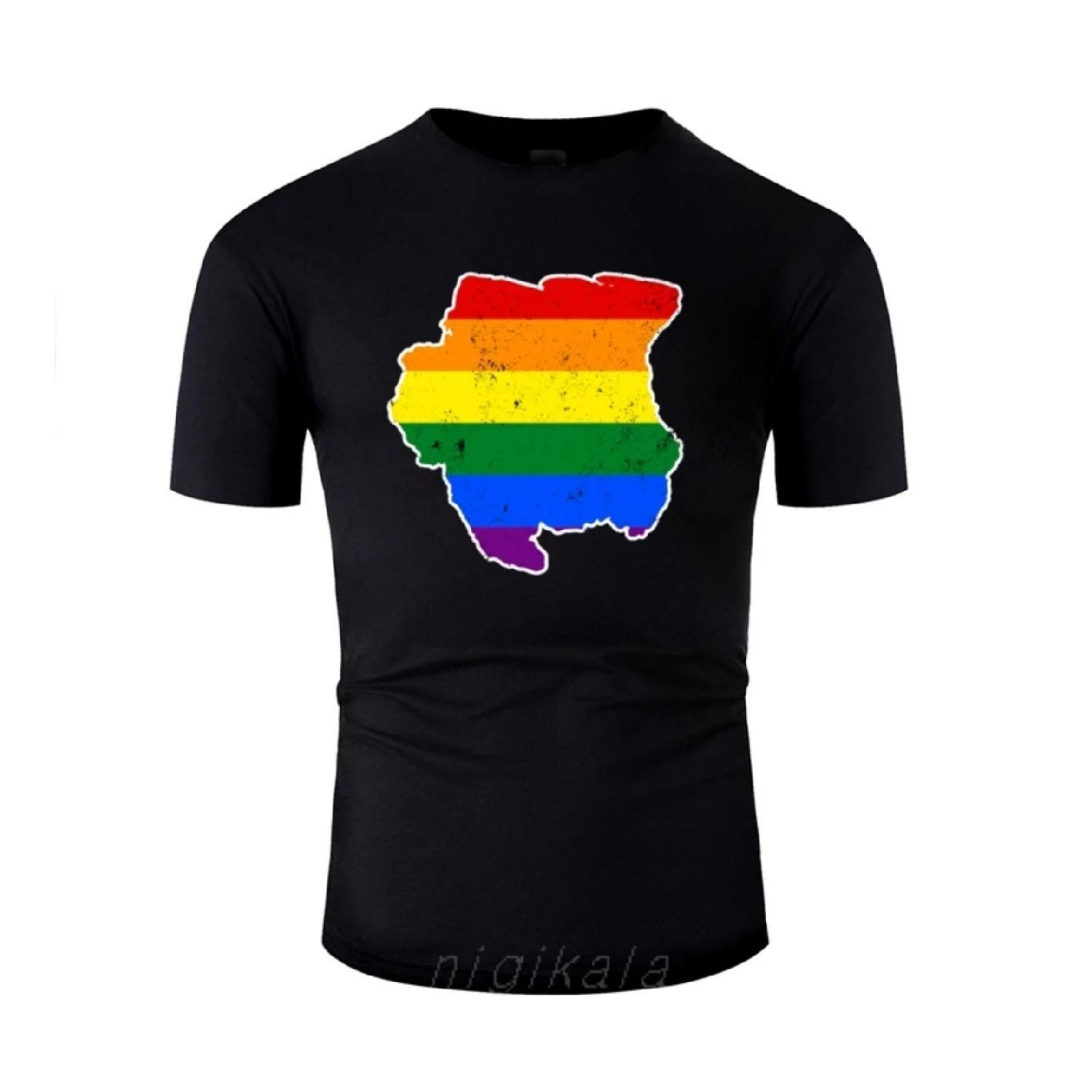 

Fashion Suriname Rainbow Flag Lgbt Pride Flag Tshirt Men Cotton Women Tee Shirt Crew Neck Homme XXXXXL чорний