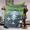 Airport Runway Map Print Blanket Soft Comfortable All Seasons Suitable Sofa Office Nap Travel Birthday Gift Christmas Present