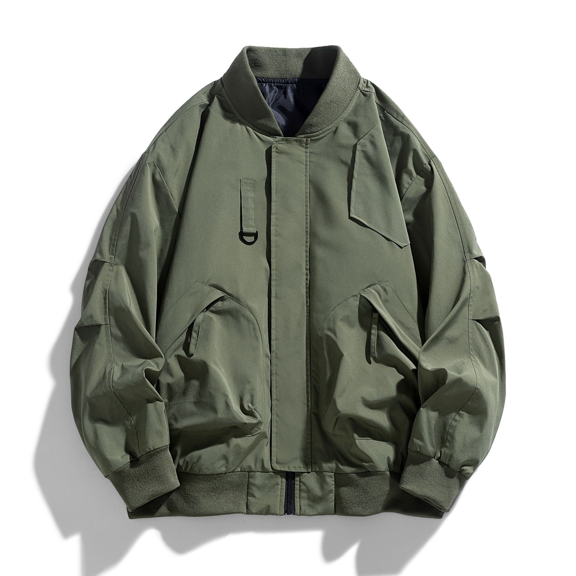 

Men s Autumn New High Street American Trendy Casual Work Jacket Retro Loose Baseball Collar 4XL зелёный