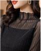 YANGRONG Lace Long Sleeve High Neck Layered Stylish Women's Top, Shirt, Top, Pullover, Sheer, Elegant, Korean, Feminine, Soft, Look, Slimming, Cute,