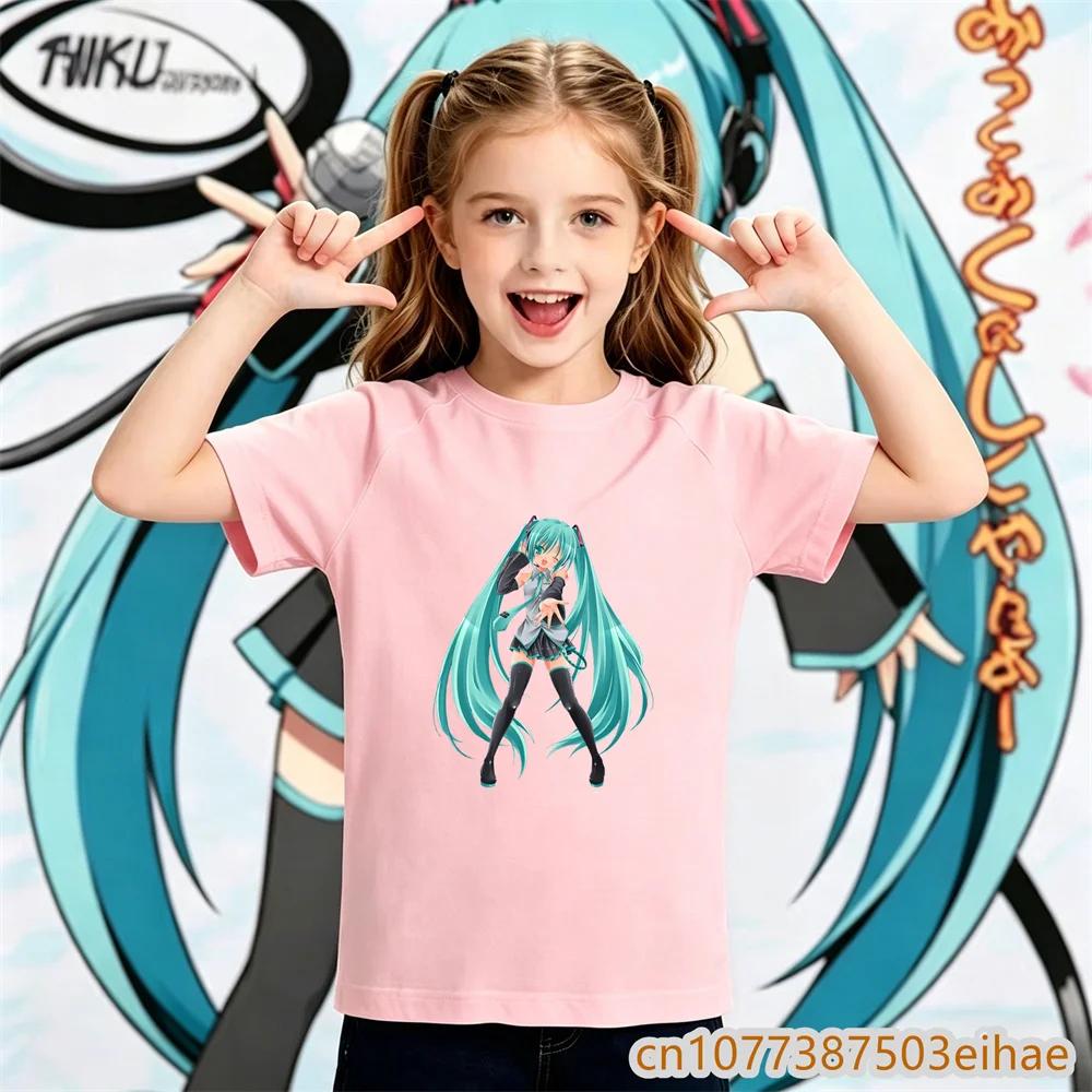Hatsune Miku Anime Future Peripheral Collaboration Pure Cotton COS Anime Cartoon Printed Boy and Girl New Casual Tshirt