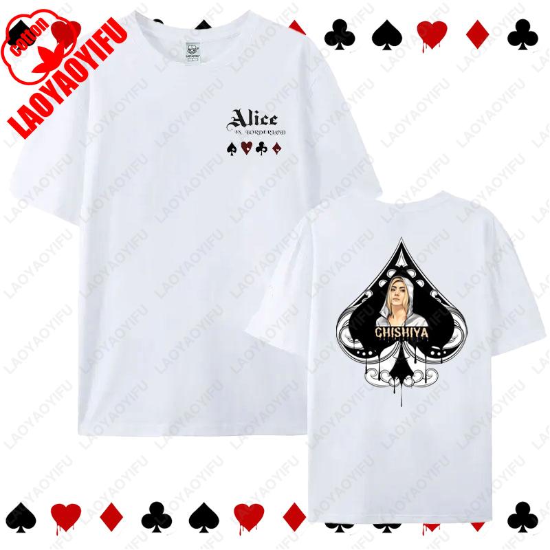 Alice in Borderland Cards Game Tops Anime Peripherals Suitable Enthusiast Unisex Tshirt Suitable Summer Women Men Cotton Tees