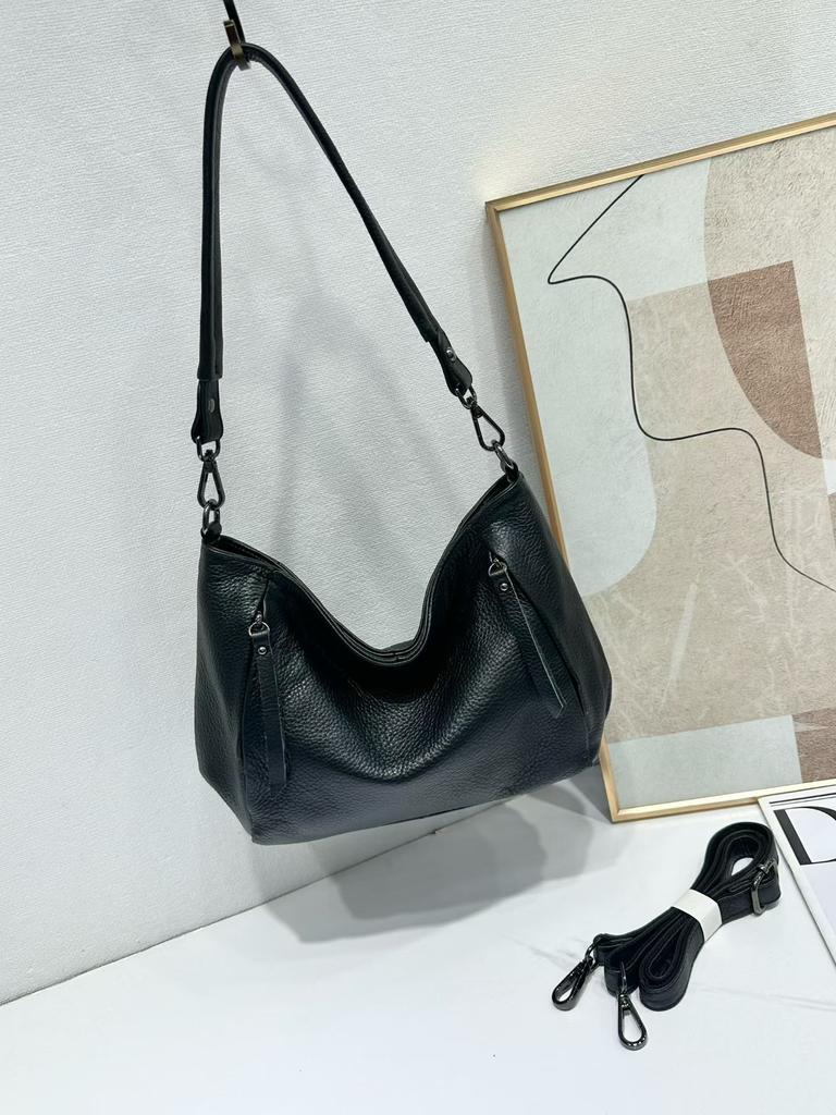 Women's Top-Grain Leather Crossbody Shoulder Bag | Large Capacity Solid Color | European American Fashi Commuter Handbag