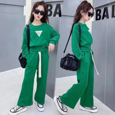 Kids Girls Clothes Sets Autumn Spring Long Sleeve Sweatshirt + Wide Leg Pants Children Clothing Suits