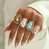 4pcs Elegant Imitation Baroque Pearl Ring Set for Women Vintage Statement Adjustable Rings Daily Wear Jewelry