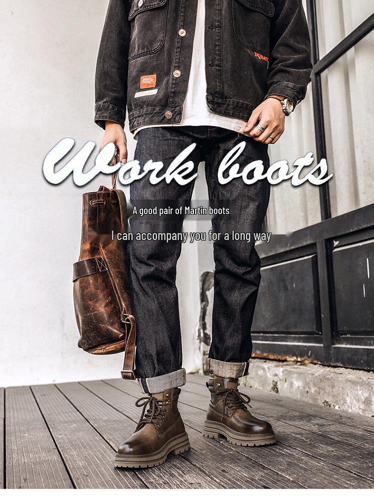 Men's Retro High-Top British Style Leather Motorcycle Boots