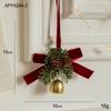 Christmas Tree Ornament: Small Bell with Velvet Bow & Pine Cone Scene Pendant