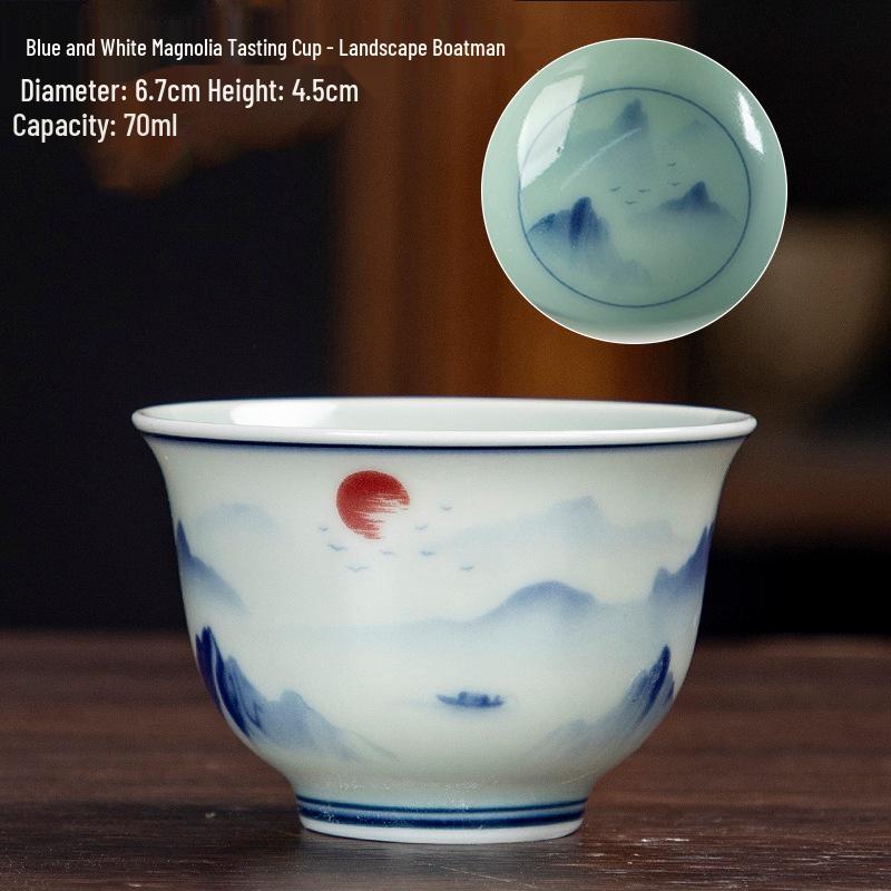 Dehua Ceramics Retro Blue & White Kung Fu Tea Cup - Exquisite Small Scent Tasting Cup for Guests