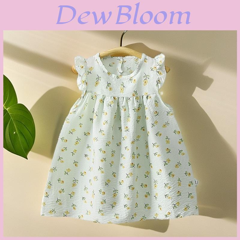 Girl Summer Dress Cotton Blend Floral Princess A Line Outfit For Toddler Girls